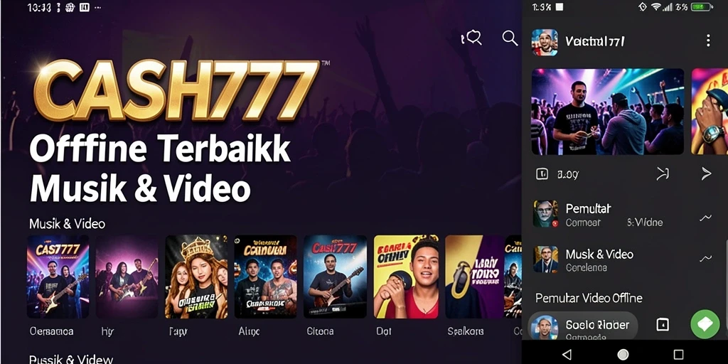 Antarmuka aplikasi CASH777 untuk pemutar video offline yang user-friendly.