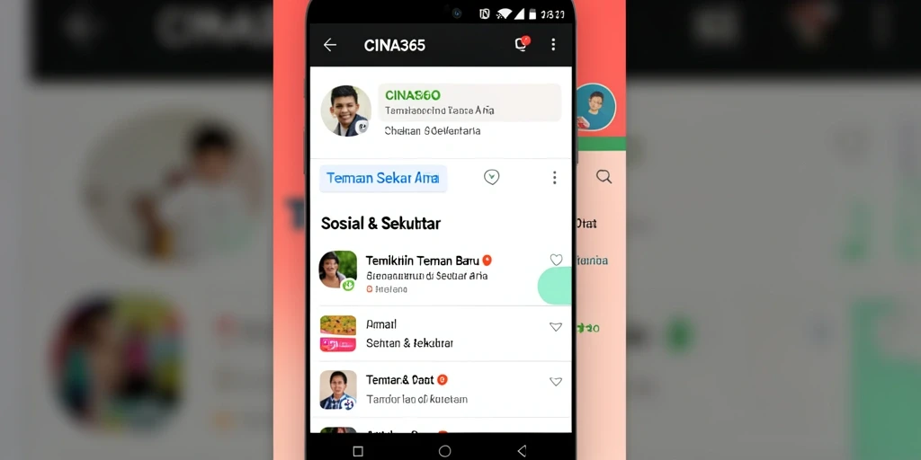 Antarmuka CINA365 yang menampilkan interaksi sosial yang aktif