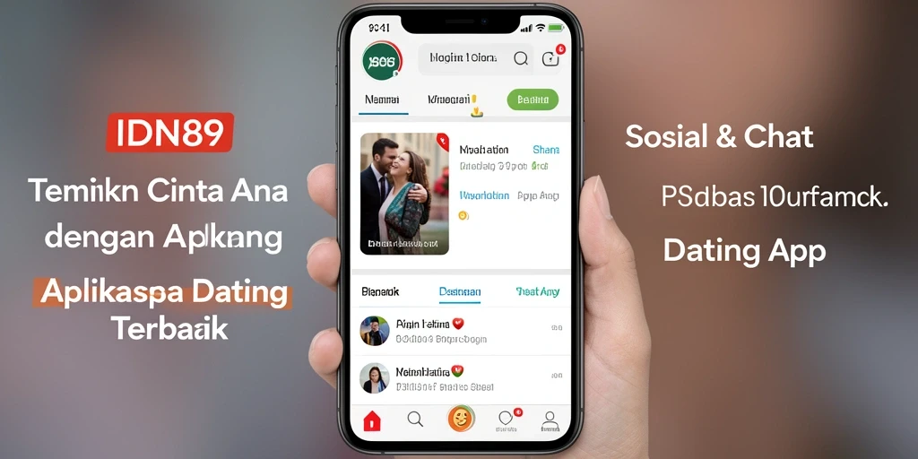 Antarmuka menarik dari aplikasi IDN89 yang memudahkan pencarian pasangan.
