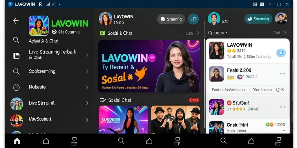 Screenshot LAVOWIN menunjukkan antarmuka yang bersih dan intuitif untuk Live Streaming.