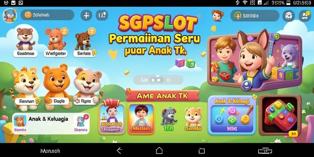 Tampilan antarmuka SGPSLOT yang cerah dan interaktif untuk anak-anak.