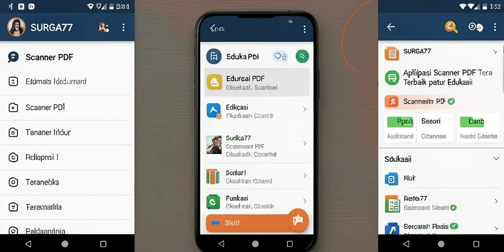 Tampilan antarmuka aplikasi SURGA77 untuk Scanner PDF yang user-friendly.